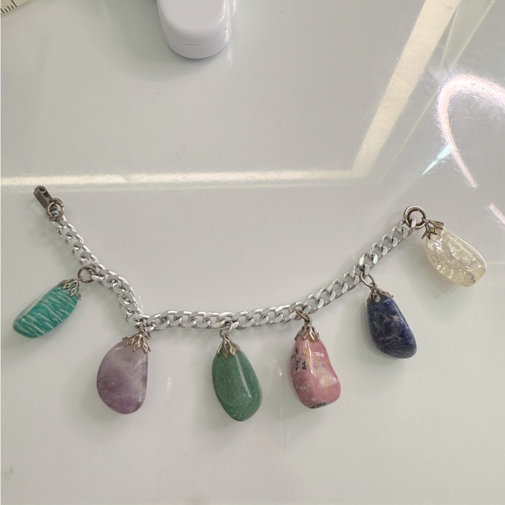 Vintage Natural Stone Charm Bracelet